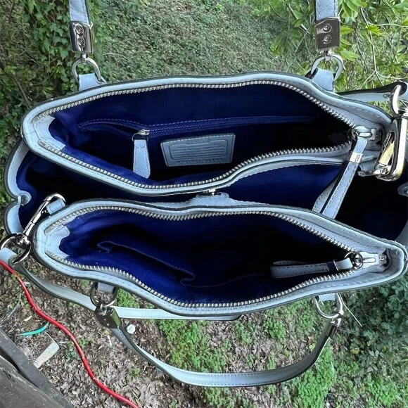 COACH Shoulder Bag Tote Satchel Carryall Women’s Light Blue w Silver Hardware - Picture 10 of 13